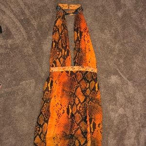 Leala Orange Snake Print Maxi Dress size 10